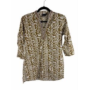 Indian brown and cream sequin tunic - size s